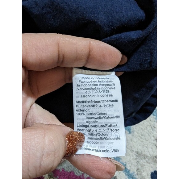 J.Crew Women's Size 4 Navy Cotton Fit and Flare Dress with Scalloped Hem - Picture 3 of 4